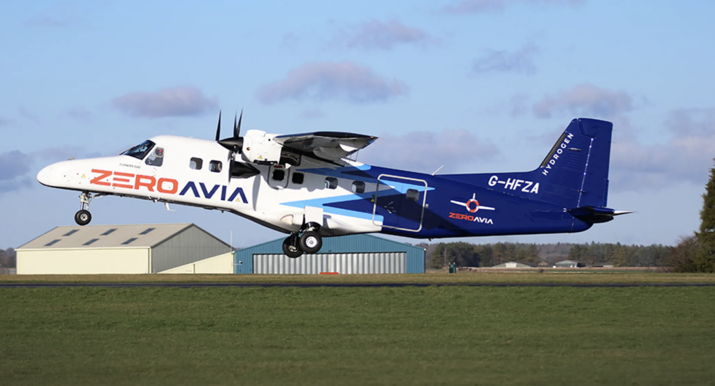 A prototype propeller plane that’s partially powered by two hydrogen fuel cells